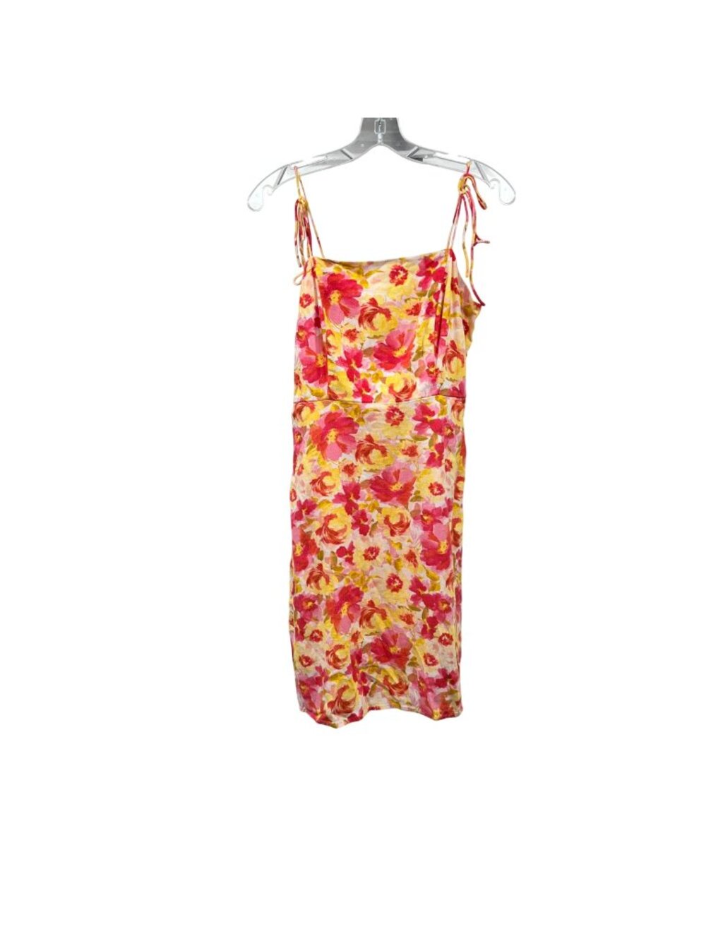 Old Navy Floral Sundress Tie Straps Yellow/Pink Size Small Tall Linen Blend